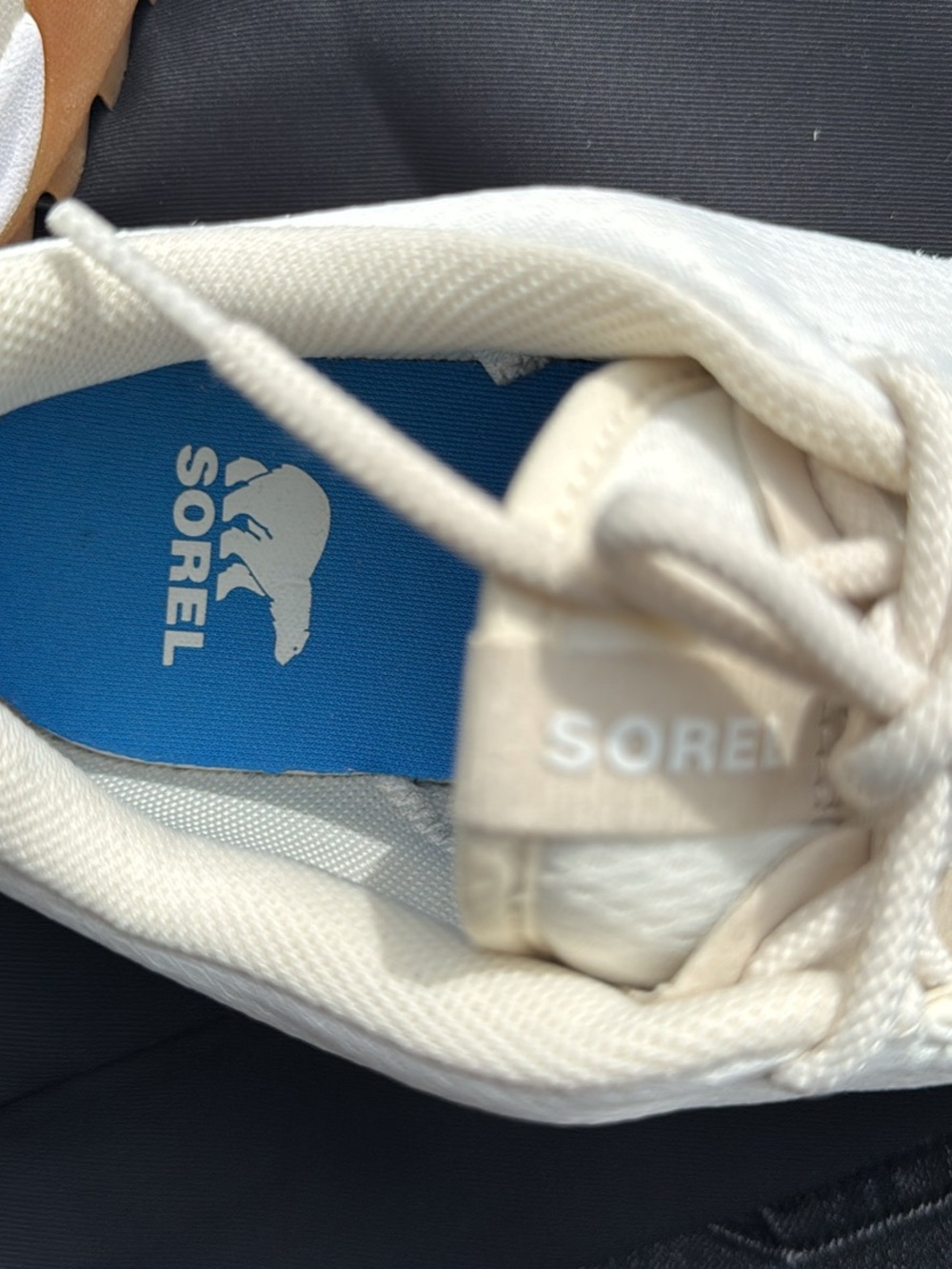 Sorel Cream White Athletic Sneakers with Blue Insole